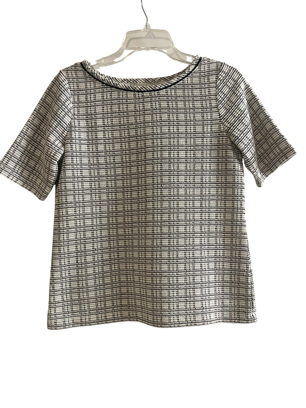 Talbots Black and White Plaid Short Sleeve Top